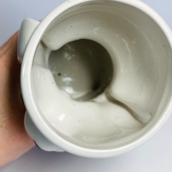 Puppy Dog Figurine Vase Planter Ceramic White Green Vintage Portugal P3571 6" - Picture 6 of 8